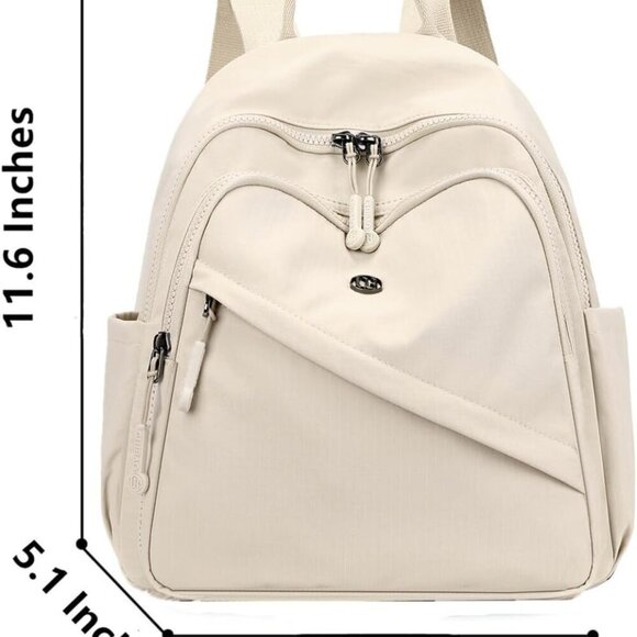 Mini Backpack Purse for Women Nylon Small Casual Daypack Travel Work Cream main image 5